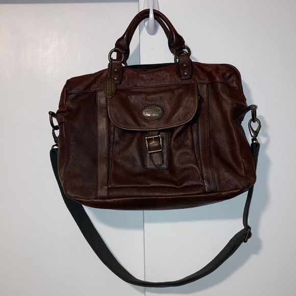 Fossil Other - Vintage Fossil Leather Messenger Bag Briefcase Crossbody Laptop Bag Brown
